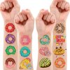 96 PCS Donut Temporary Tattoos Party Decorations Favors Supplies Doughnut Candyland Candy Theme Birthday Cute Sweet Tattoo Stickers Christmas Gifts for Boys Girls Kids Classroom School Prizes Carnival