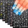 6 Sheets Flower Nail Stickers 3D Self-Adhesive Hibiscus Nail Art Stickers White Pink Gold Spring Floral Nail Supplies Summer Hibiscus Flower Nail Decals for Women DIY Acrylic Nail Manicure Decoration