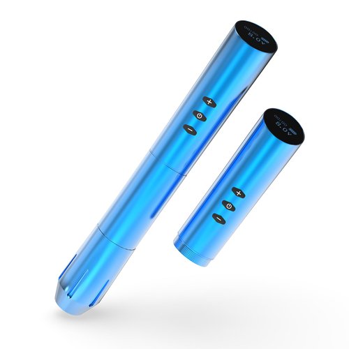 OFEYLE 109 Wireless Tattoo Pen Machine Rotary Tattoo Gun with 2PCS Replaceble Batteries Coreless Motor Digital Display Cartridge Battery Pen Permanent Makeup Tattoo Supply for Tattoo Artist (Blue)