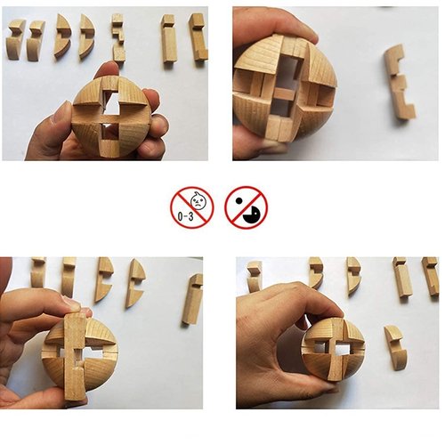 Handmade Wooden Puzzle Magic Ball Brain Teasers Toy Intelligence Game Sphere Puzzles for Adults