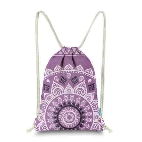 Miomao Drawstring Backpack Gym Sack Pack Mandala Style String Bag With Pocket Canvas Sinch Sack Sport Cinch Pack Christmas Gift Bags Beach Rucksack 13 X 18 Inches Lilac Purple