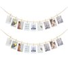 KLOGTSIND Hanging Photo Display Wall Decor, 2PCS Boho Wooden Bead Garland Collage Picture Frame with 9 Wood Clips for Bedroom, Living Room, Office, Dorm Decor, Photos Holder Teen Girl Gifts