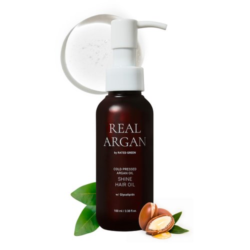 RATED GREEN REAL ARGAN Shine Hair Oil for Dry Damaged Hair & Split Ends | Cold Pressed Vegan Organic Hair Oil | Hair Frizz Control Products w/Moringa Oil Jojoba Oil Argan Oil for Hair (3.38 Fl. Oz)