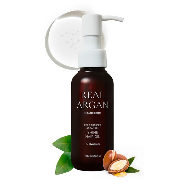 RATED GREEN REAL ARGAN Shine Hair Oil for Dry Damaged Hair & Split Ends | Cold Pressed Vegan Organic Hair Oil | Hair Frizz Control Products w/Moringa Oil Jojoba Oil Argan Oil for Hair (3.38 Fl. Oz)