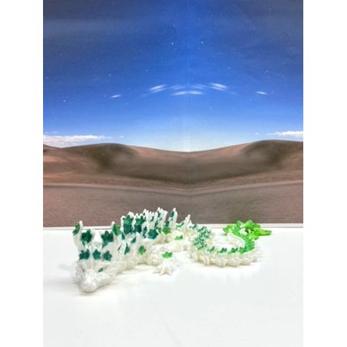 3D Printed Cherry Blossom Dragon, 12" Articulated White and Yellow Green Cherry Blossom Dragon, Home Decor Executive Desk Toys,Fidget Toys for Autism/ADHD D055