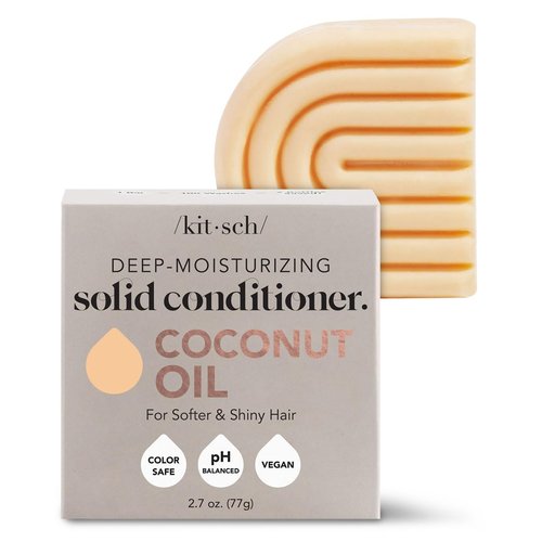 Kitsch Coconut Oil Deep-Moisturizing Hair Conditioner Bar | Made in US | Eco-friendly Daily Conditioner for Dry Hair | Nourishes & Restores Damaged Hair for Less Breakage | Paraben Free, 2.7 oz