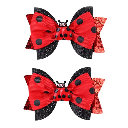 Ladybug Hair Clips for Girls Cute Hair Bow Clips Back to School Hair Clips Red Black Hair Barrettes Animal Bow Summer Hair Clip First Day of School Hair Pin Hair Accessories for Hair Decoration 2Pcs