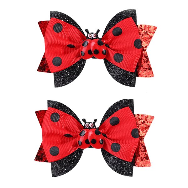 Ladybug Hair Clips for Girls Cute Hair Bow Clips Back to School Hair Clips Red Black Hair Barrettes Animal Bow Summer Hair Clip First Day of School Hair Pin Hair Accessories for Hair Decoration 2Pcs