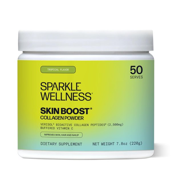 Hydrolyzed Collagen Powder - Sparkle Skin Boost (Tropical Coconut Pineapple) [50-Serves] Verisol Collagen Hydrolysate Protein Powder Vitamin C Paleo Non-GMO Gluten Free Beauty Supplement Drink