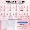 AddFavor 120pcs White French Tip Press on Nails Medium Square Fake Nails Nude False Nails Square French Press ons Square Nail Acrylic Artificial Nail with Adhesive Tab for Women Girls