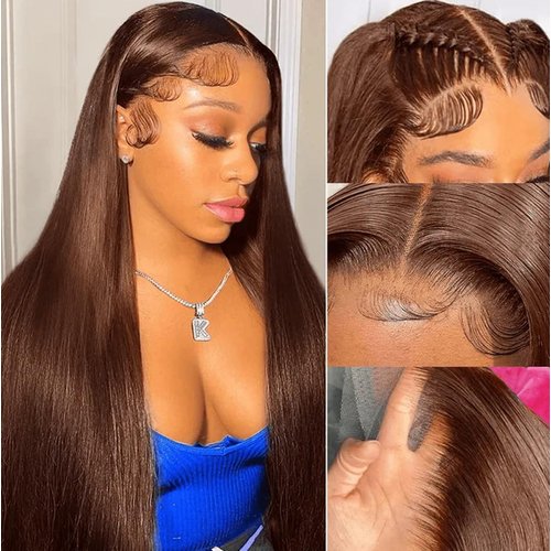 CYIKLI 30 Inch Chocolate Brown Lace Front Wigs Human Hair #4 Brown 13x6 Lace Front Wigs Human Hair 200% Density HD Lace Frontal Wig Human Hair Glueless Lace Closure Wigs Pre Plucked For Women