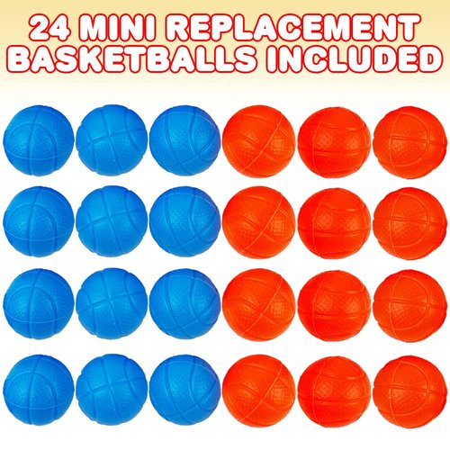 ArtCreativity Mini Replacement Basketballs for Desktop Basketball Arcade Game, Set of 24, Plastic Basketball Toys in Blue and Orange, Accessories for The Desktop Basketball Shooting Game