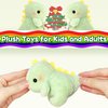 Fat Dinosaur Stuffed Animals, Dino Kawaii Plush Toy for Girls and Boys, Soft Dinosaur Plush Toys Keychain, Small Dinosaur Plushies, Mini Stuffed Animal for Kids, Goodie Bag Stuffers (Light Green)