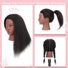 Mannequin Head with Human Hair 14'' Cosmetology Manikin Doll Head with 100% Real Human Hair for Braiding Hairdresser Practice Styling with Free Clamp Holder-Black