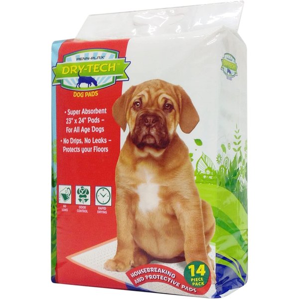 Penn-Plax Dry-Tech Dog and Puppy Training Pads – Super Absorbent 23” x 24” Regular Sized Pads – Great for All Ages and Breeds – 14 Count