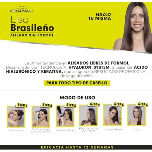 PLACENTA LIFE KERATIMASK Brazilian Straightening Kit with Keratin and Hyaluronic Acid - Keratin Treatment- Get a perfect smooth, shiny and silky- Formaldehyde FREE