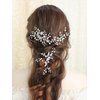 SELFCLOUD Brides Rhinestone Flowers Hair Comb Crystals Hair Pins Bridal Wedding Hair Accessories Hair Piece Jewelry Headpiece for Brides Wedding Women and Girls Proms (3PCS) (GOLD+LIGHT PINK)