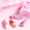 Flowers Nail Art Foil Transfer Stickers Decals, Holographic Pink Floral Nail Art Design, Acrylic Nails Supplies for Nail Transfer Glue Polish, Women Fingernails Toenails Nail Decoration (10 Sheets)
