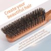 BRUSHZOO Boar Bristle Brush for Men's Fine to Normal Hair - Beech Handle Hairbrush for Hair & Beard Grooming