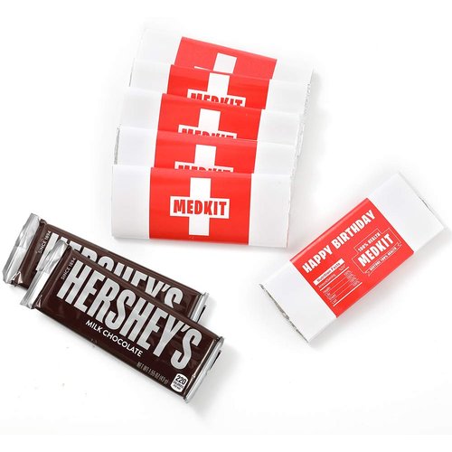 Game Party Supplies Chocolate Bar Medkit Labels With Foil Wrappings For Birthday Party Game Birthday Party Decorations (24+24 Count)