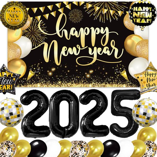 New Years Eve Party Supplies 2025, 2025 New Year Party Decorations for NYE Happy New Year Decorat...