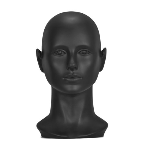 PVC Mannequin Head White Female Manikin Dummy Stand Model Display Hat Scarf Wigs Hair Glasses Hat Beauty Styling Tool (Matte black)
