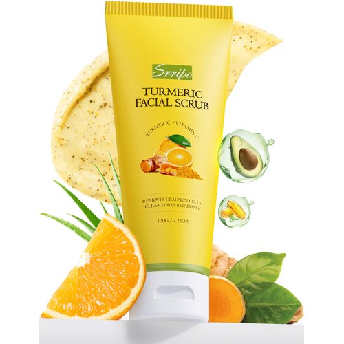 Revitalizing Exfoliation Face Scrub with Vitamin C and Turmeric – Gentle Exfoliating Face Wash for Blackheads, Pore Dirt & Dark Spots – Acne Control Facial Scrub for Oily & Acne-Prone Skin, 4.23 Fl Oz