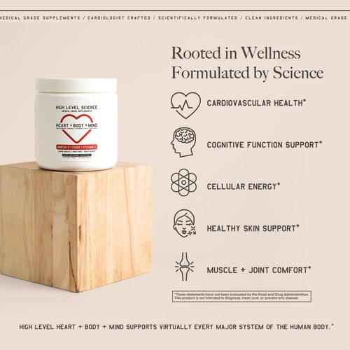 High Level Science Omega 3, CoQ10, Vitamin E for Heart + Body + Mind with DHA/EPA, Antioxidant Supplement for Energy Production, Superior Bioavailable Triglyceride Form - Gluten Free, 60 Softgels