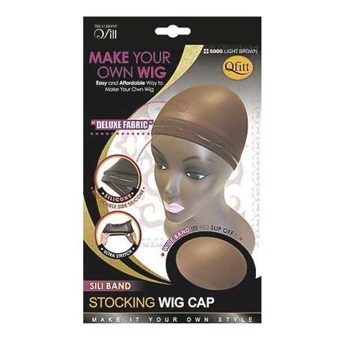 Qfitt Sili Band Stocking Wig Cap Make Your Own Wig Deluxe Fabric Wider Band Non-slip With Double Sided Silicone Ultra Stretch (Light Brown-5000)