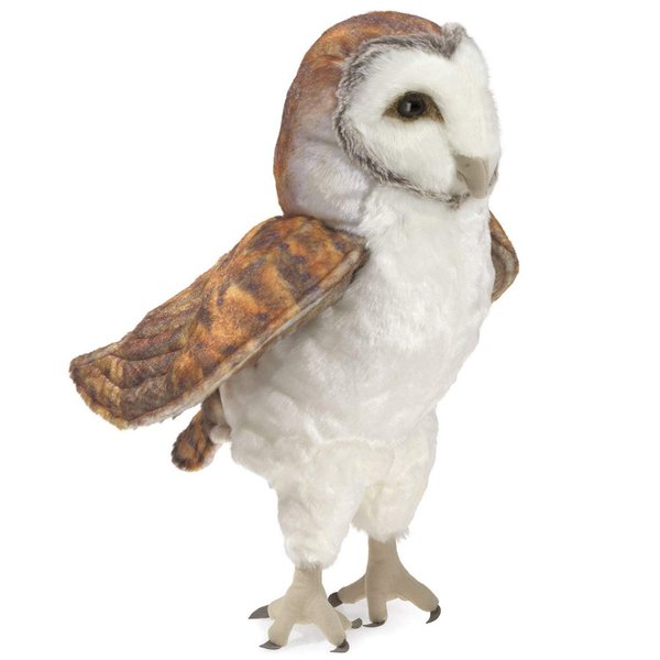 Folkmanis Barn Owl Hand Puppet, White, Brown, 8"