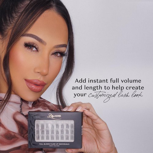 Lilly Lashes Individual Flares, Set of 32 Lash Clusters, 3x Eyelash Clusters Each for Easy Placement, Double Layer Lash Cluster for 3D Glam Look, All Eye Shapes, Eyelash Cluster Lash Glue not Included