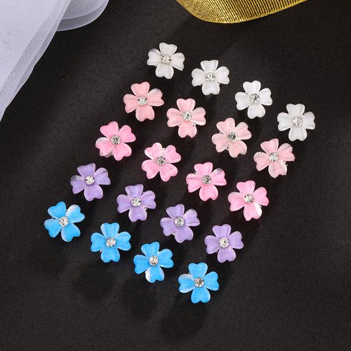Paderison 20Pcs Mini Flower Hair Clips with Rhinestone Floewr Clips for Hair Wedding Hair Accesso...