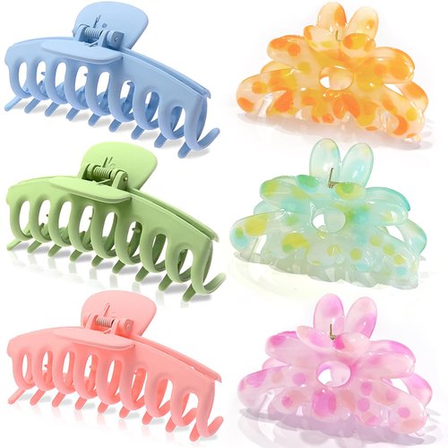 ISCRM Flower Hair Claw Clips for Women Girls,Cute Big Claw Clips for Thick/Thin Hair Claws,Plumeria Hibiscus Hawaiian Flower Hair Clips for Hair,Summer Beach Hair Accessories Gifts (multicolor)