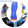 3Pack Plastic Razor Blades Scraper Tool (1Spatula)10 Double Edged blades,No Scratch Sticker Removal Scraper for Cleaning Adhesive Label Decal Glue from Stove top,Glass Window,Cooktop,Car Windshields.
