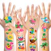 HOWAF 96pcs Summer Flamingo Temporary Tattoos for Kids,Flamingo Party Supplies Tattoos for Girls Hawaii Party Decorations,Hawaiian Tropical Summer Fake Tattoo Stickers for Flamingo Goodie Bags Fillers