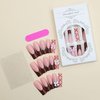 24 Pcs French Tip Press on Nails Long Coffin Fake Nails with Glue Pink Full Cover False Nails with 3D Nail Charms Designs Ballerina Nail Tips Cute Stick on Nails Artificial Nails for Women