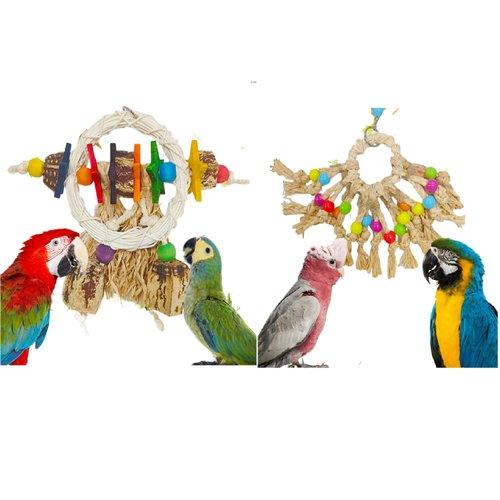 2 Type Bird Toys Bird Shredding Toy Bird Foraging Toys Bird Chew Toys Parrot Shredding Toy Parrot Foraging Toys Parrot Chew Toys Bird Cage Accessories for Macaws AfricanGrey Cockatoos Sun Conure
