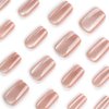 24Pcs Cat Eye Press on Nails Nude Color Fake Nails Short Square Fake Nails with Glitter Designs Gradient Acrylic Nails Full Cover Glossy Stick on Nails for Women and Girls
