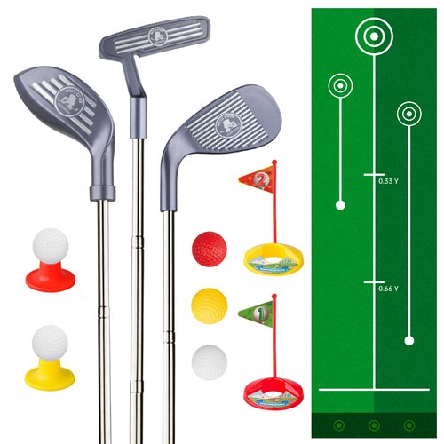 Popsunny Kids Golf Club Set for 3 4 5 Years Old, Adjustable Toddler Golf Clubs with Putting Mat, Outdoor Golf Toy Christmas Birthday Gifts for Boys Girls