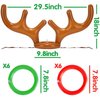 15 Pieces Inflatable Reindeer Antler Ring Toss Game for Christmas Party Games for Kids Adults Holiday Xmas Games Toys for Family School Christmas Carnival Party Supplies (3 Antlers, 12 Rings)