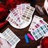 140 Pcs 10 Sheets Full Wrap Nail Stickers Nail Polish Strips Gradient Stickers Glitter Self Adhesive DIY Art Decals Strips with 2 Pcs Nail Files for Holiday Nail Decor (Classic Style)
