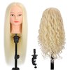 ZOMOI 26"-28"Mannequin Head with 80% Real Hair,Cosmetology Mannequin Trainning Head Hairdresser Pratice Doll Head for Hair Styling with Free Clamp Holder(#613 Light Blonde)