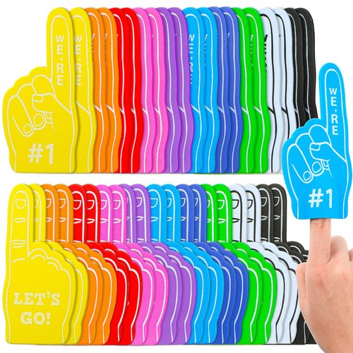 100 Pieces Mini Foam Finger #1 Sports Fan Foam Finger Sport Party Favors Basketball Baseball Football Soccer Team Cheerleader Gifts for Sporting Events Birthday Party Supplies(Multicolor)