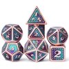 DNDND Metal D&D Dice Set,7 Pieces Dragon Scale Metallic D&D Die with Gift Metal Case for Dungeons & Dragon Game (Teal and Purple with Copper Edge)