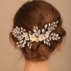 BERYUAN Bridal White Flower Silver Crystal Rhinestone Hair Comb for Bride Bridesmaid Sliding side Headpieces Wedding Hair Accessories for Women and Girls (Silver)