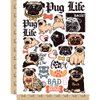 Pug Life Gangster Dog Temporary Tattoo Water Resistant Fake Body Art Set Collection - Color (One Sheet)