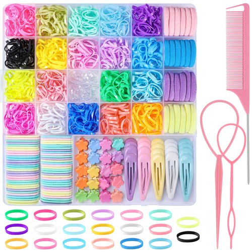 Girls Hair Accessories Back to School Gift, Elastic Hair Ties Hair Rubber Bands with Hair Clips Set Toddler Hair Accessories