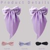 PQZKLDP 2PCS Silky Satin Hair Bows Big Versatile Hair Bows Cute Clips for Women Purple Hair Bow Ribbons Oversized Long Tail Metal Clips Bowknot Aesthetic Hair Accessories (PD 208)