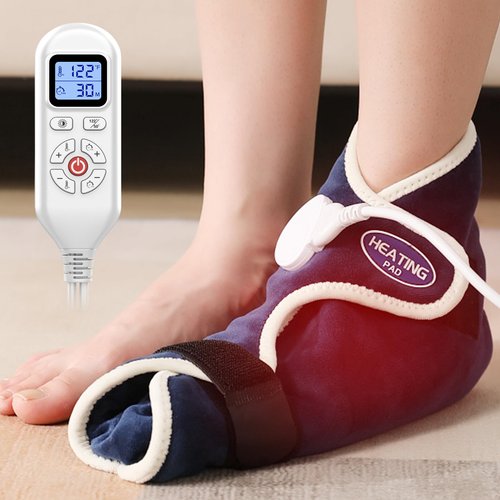 CAMECO 1 Pack Electric Heated Foot Ankle Wrap for Achilles Tendinitis & Plantar Fasciitis, Heating Pad for Foot Pain Relief, Heat Therapy Foot Brace for Sprains Arthritis Women & Men, Auto Shut Off