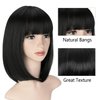 Lusina Short Bob Wigs With Bangs Human Hair Wig For Black Women Brazilian None Lace Front Wigs Machine Made Bob Wigs 150% Density 14 Inch. (14 inch, 1B)…